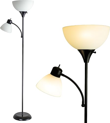 Newhouse Lighting NHFL-WI-BK Torchiere William - Lámpara de pie moderna Daughter de 71 pulgadas, luz perfecta para dormitorios, sala de estar,
