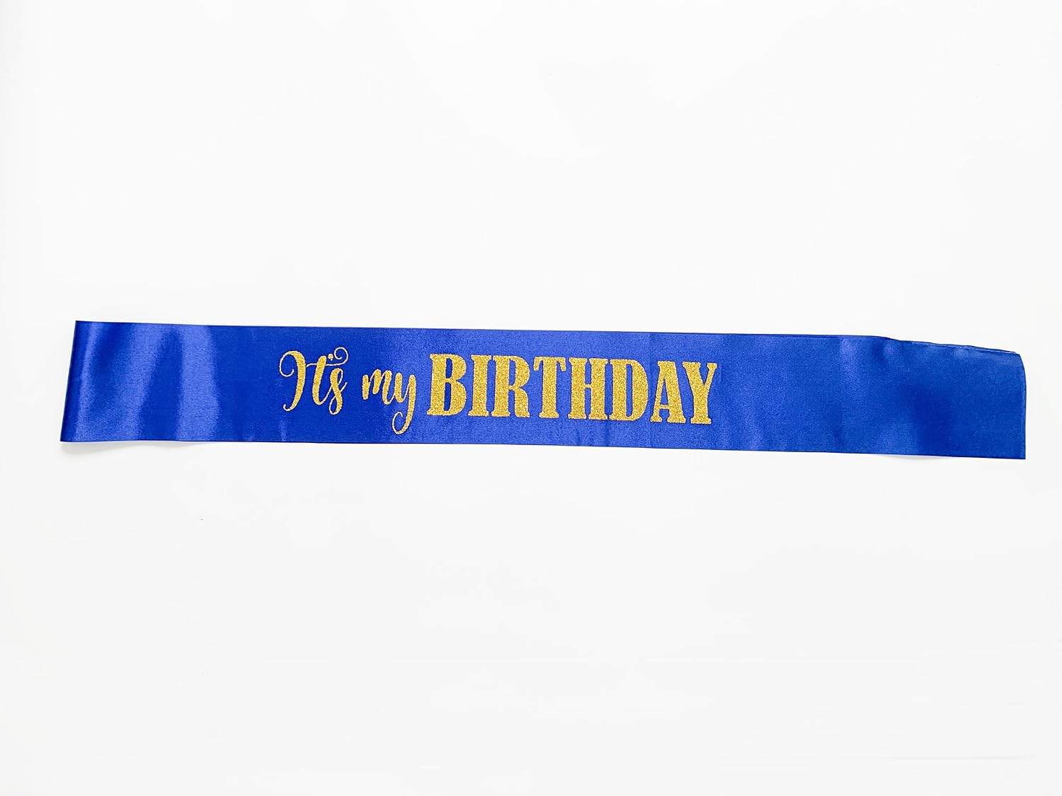 Birthday Sash, 'It's My Birthday' Birthday Sash Blue Sash with Gold Foil Letter It's My Birthday Sash for men women and girls Party Decorations Favors Blue Gold image 4