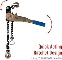 Vista 5 de Mytee Products Tensor de Cadena con Trinquete Fácil de 1/4" - 5/16" con Ganchos de Agarre y 2500 lbs WLL - Tensor de Carga con Trinquete de Amarre