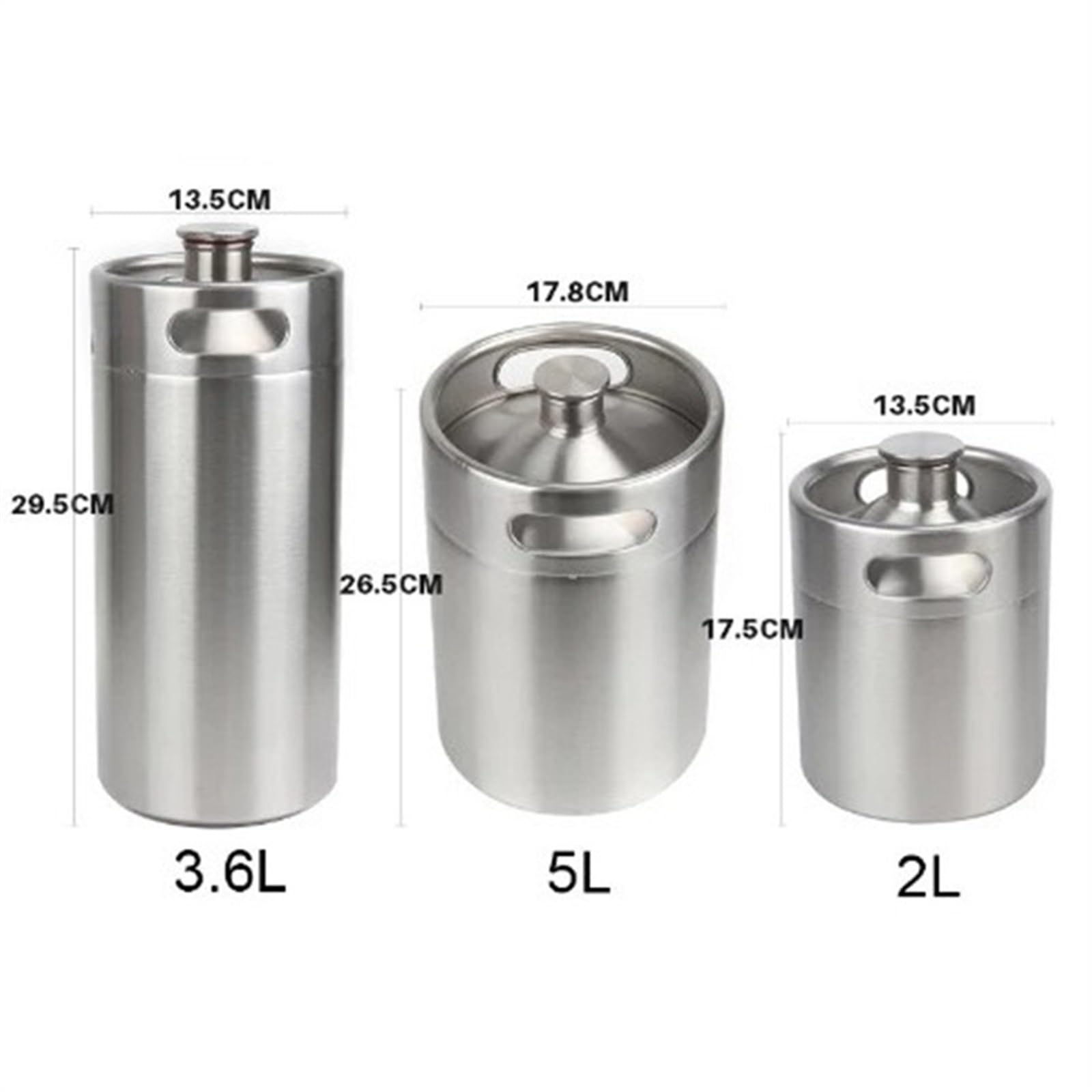 Cerveza elaborada Kit Cerveza Barril de Cerveza de 2 l/4 l/5 l con Asas Dobles para Hacer en el hogar Utensilios para la Cena de Camping(2L)