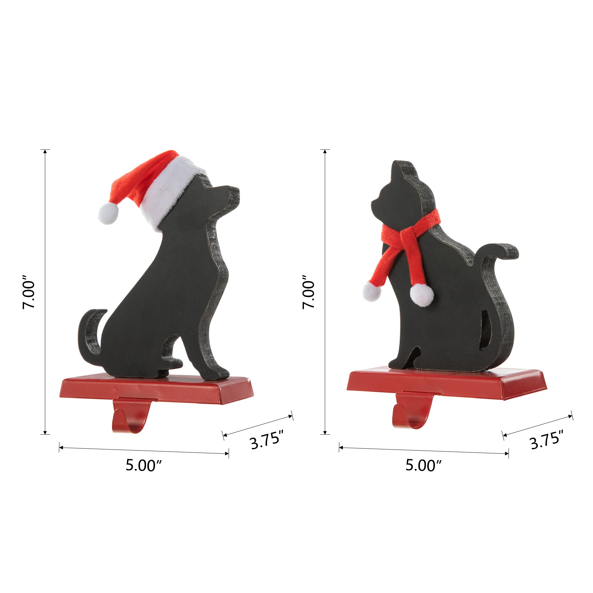 Glitzhome Set of 2 Metal Dog and Cat Christmas Stocking Holder,7