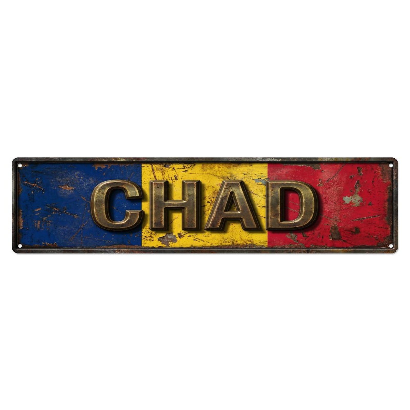 Xanthor Style Metal Tin Sign Vintage Chad Flag Pattern