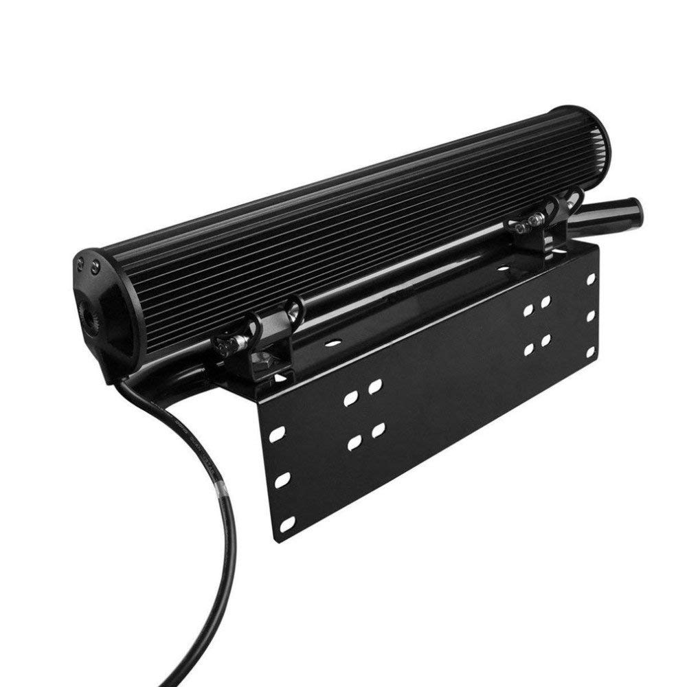 AUXTINGS 22,8 pouces 58 cm Support de fixation de plaque d'immatriculation universelle avec plaque pare-choc avant pour barre de guidage et lampe de