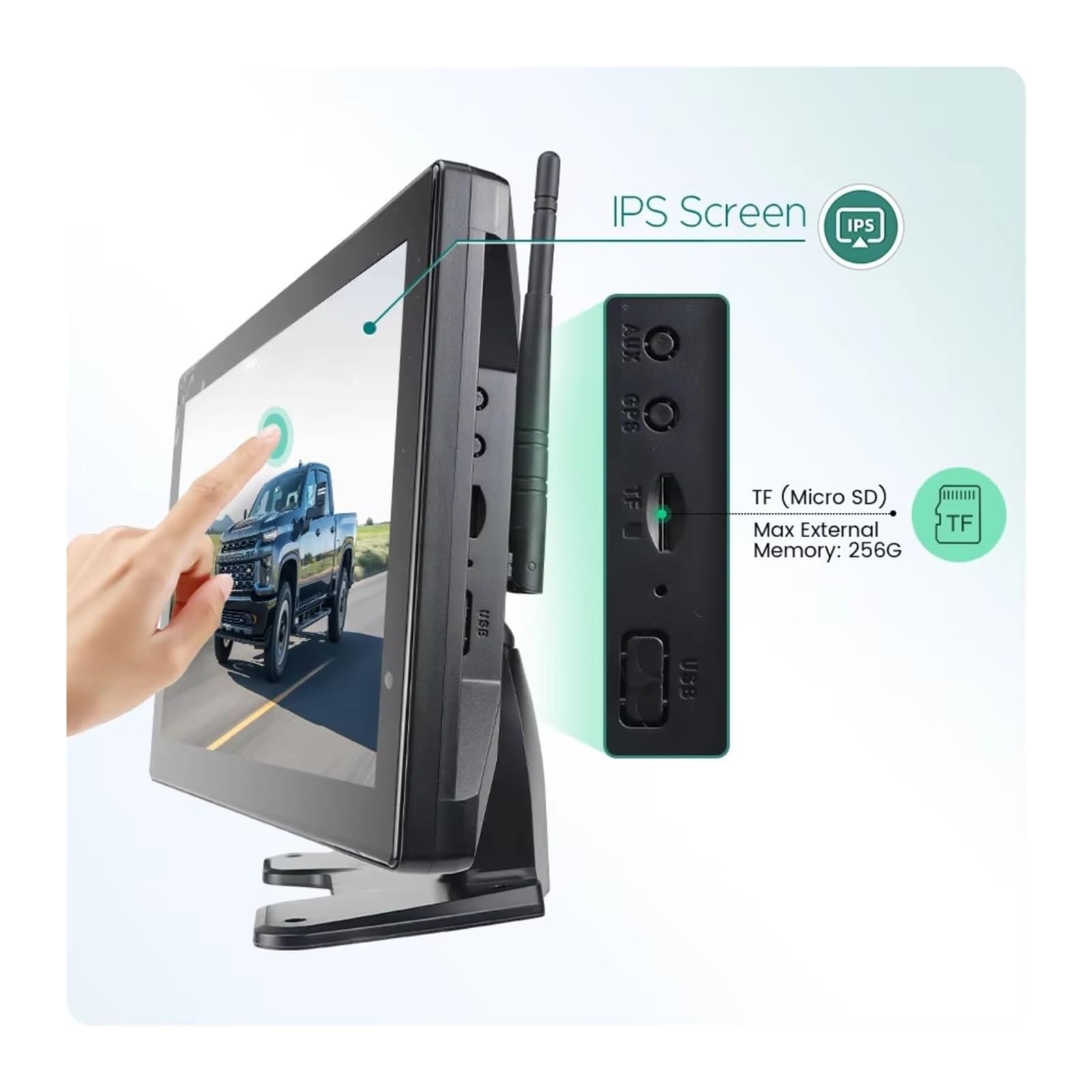 Grabadora DVR Digital Inalámbrica AHD 10'' Cámara Respaldo WiFi para Camiones Remolques Autobuses Autocaravanas Camionetas Cámara de Respaldo(Add 1 Camera,No SD Card)