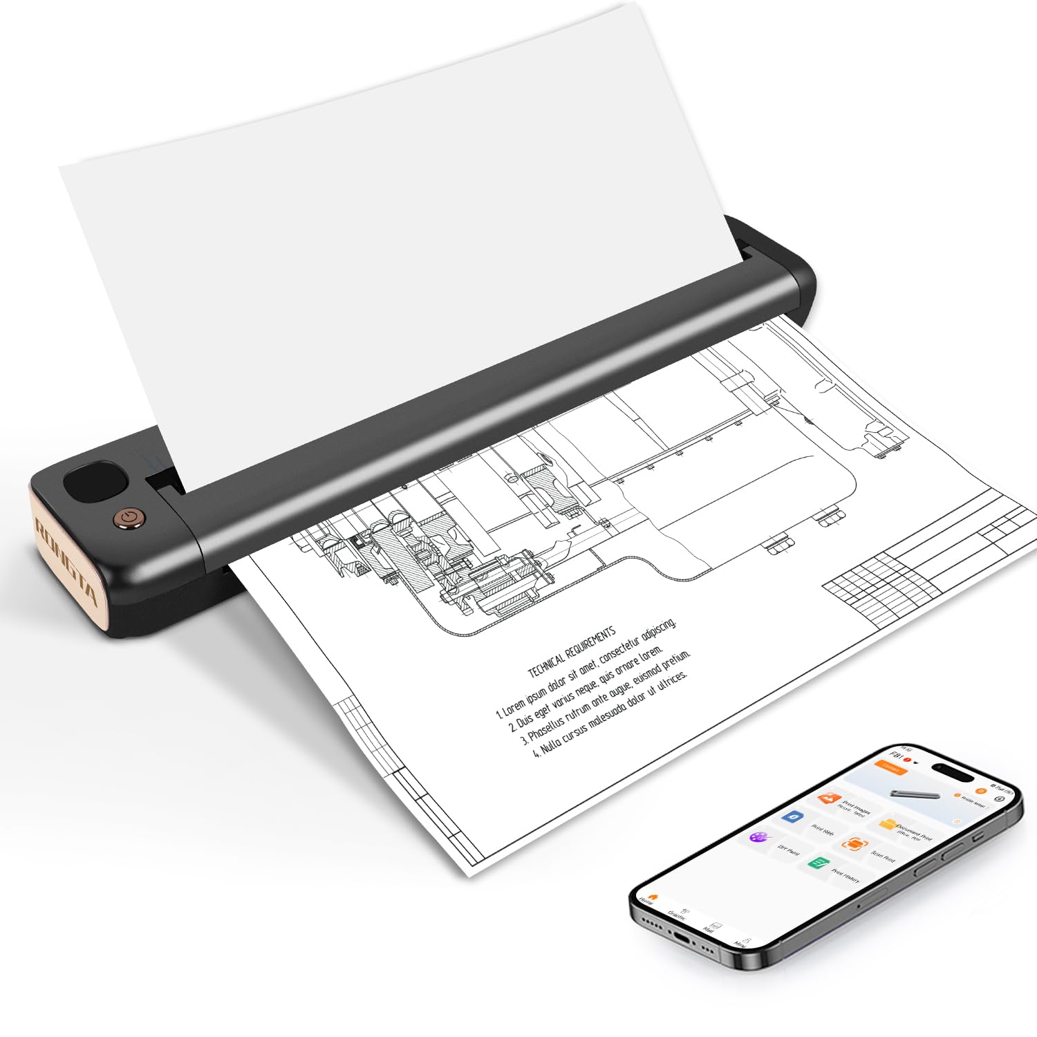 Portable Printer Wireless, Bluetooth WiFi Printers for Home Use, Small Inkless Thermal Printer for Travel, Supports 8.5" x 11" US Letter&A4 Size, Compatible with Android iOS Phone Laptop (Gray)