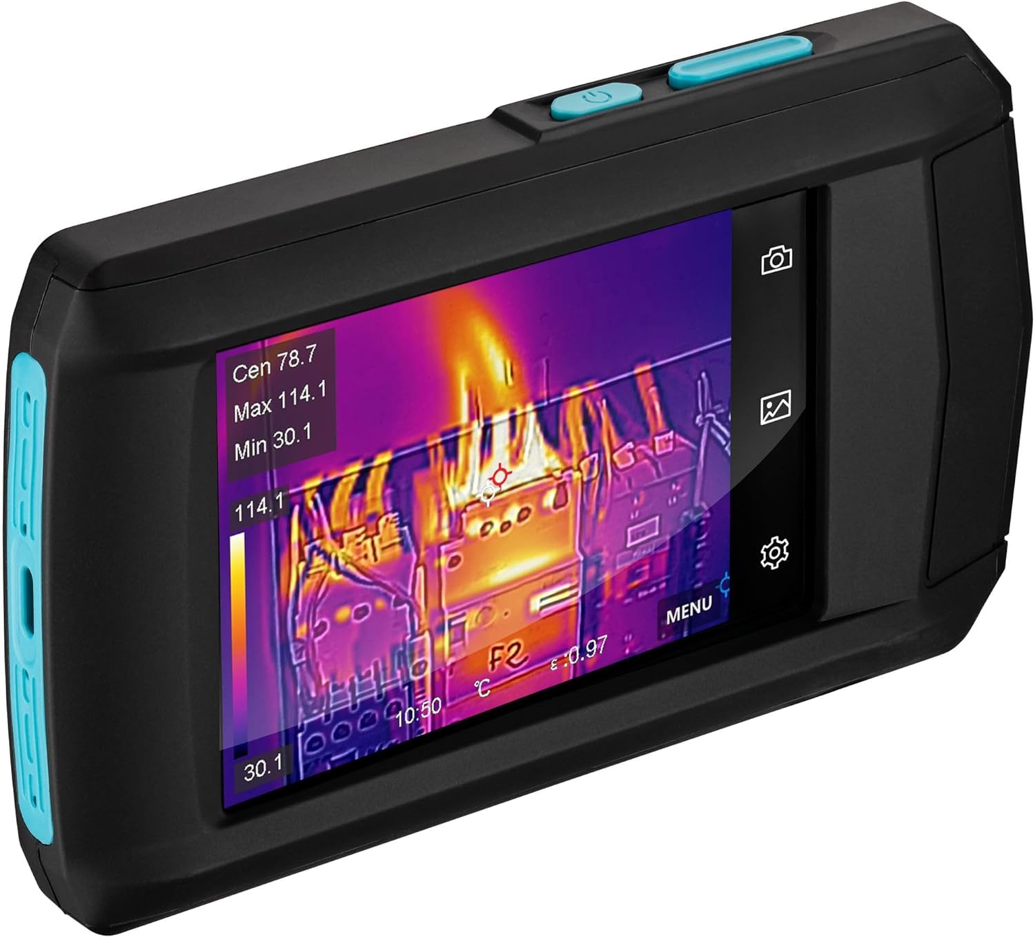 HAZET Cámara termográfica 1992-2, pantalla táctil LCD de 3,5 pulgadas, resolución térmica de 256 x 192 píxeles, para diagnóstico de edificios, instalaciones eléctricas, fontanería