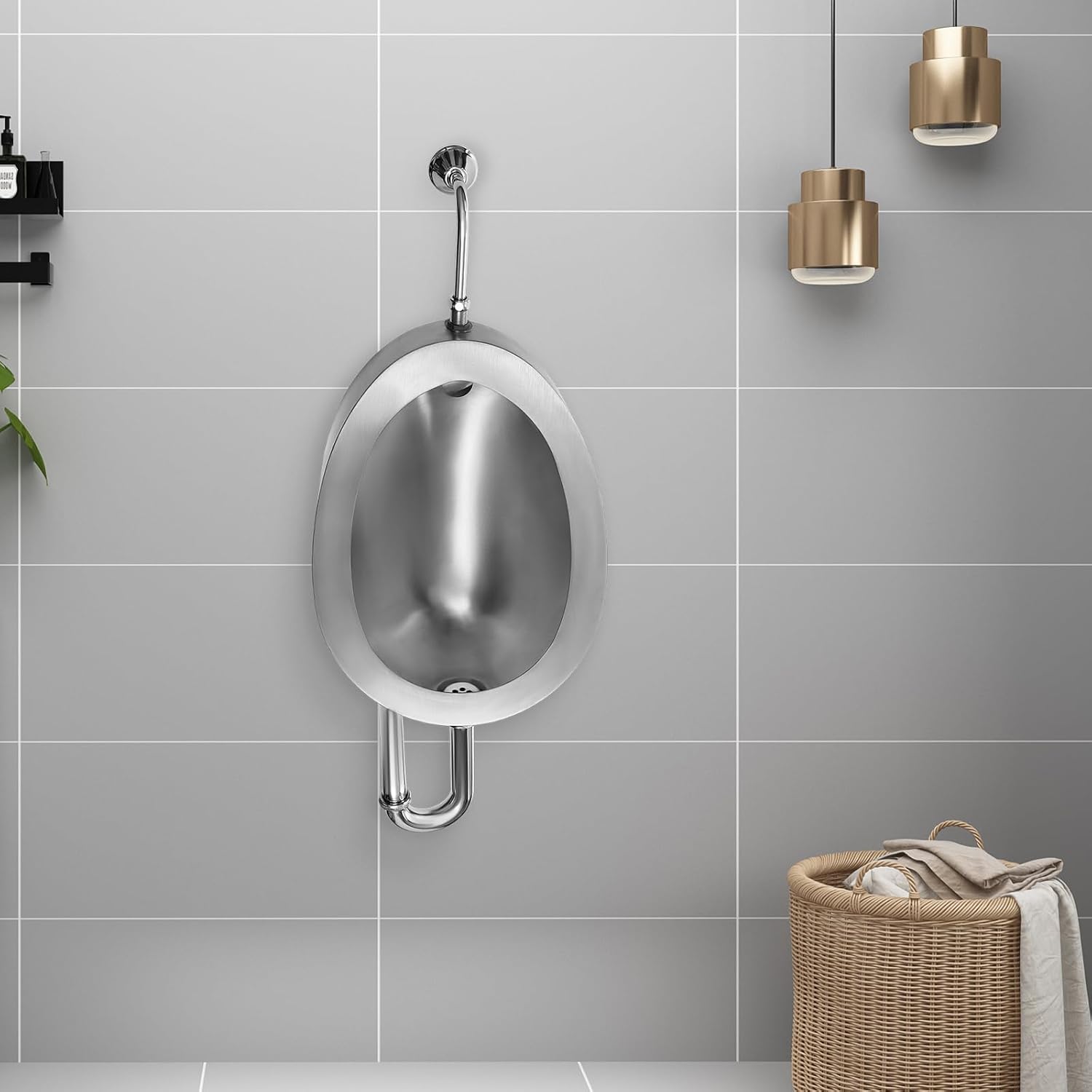 Automatic Sensor Urinal Flusher,Urinal For Men, Stainless Steel Urinals For Men's Bathroom W/Flushing Valve