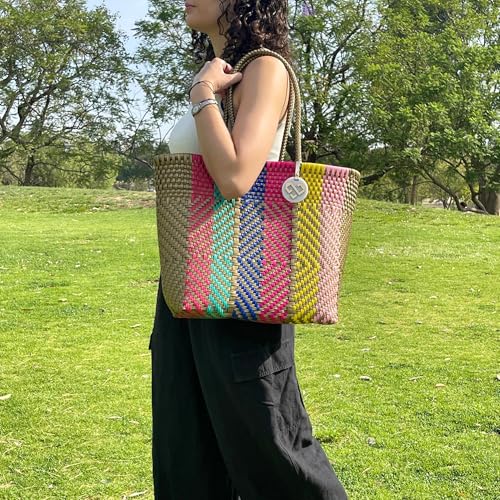 Image of MARIA VICTORIA Women's Waterproof Plastic Tote - Medium, Stylish Spring /Summer Bag for Daily Use & Travel
