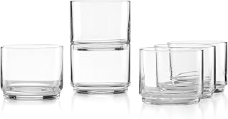 Lenox Tuscany Classics Stackable 6-Piece Short Glasses, 9oz Dishwasher Safe Tumblers for Wine, Juice, Cocktails