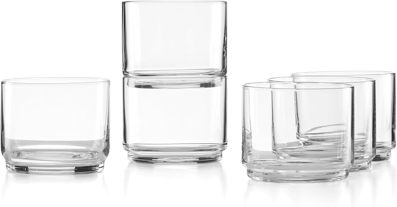 Vasos altos apilables Lenox Tuscany Classics, juego de 6 | apto para lavavajillas | 2,5 pulgadas de altura | diseño apilable | 9oz, regalo para mujer, vasos para beber, cristalería