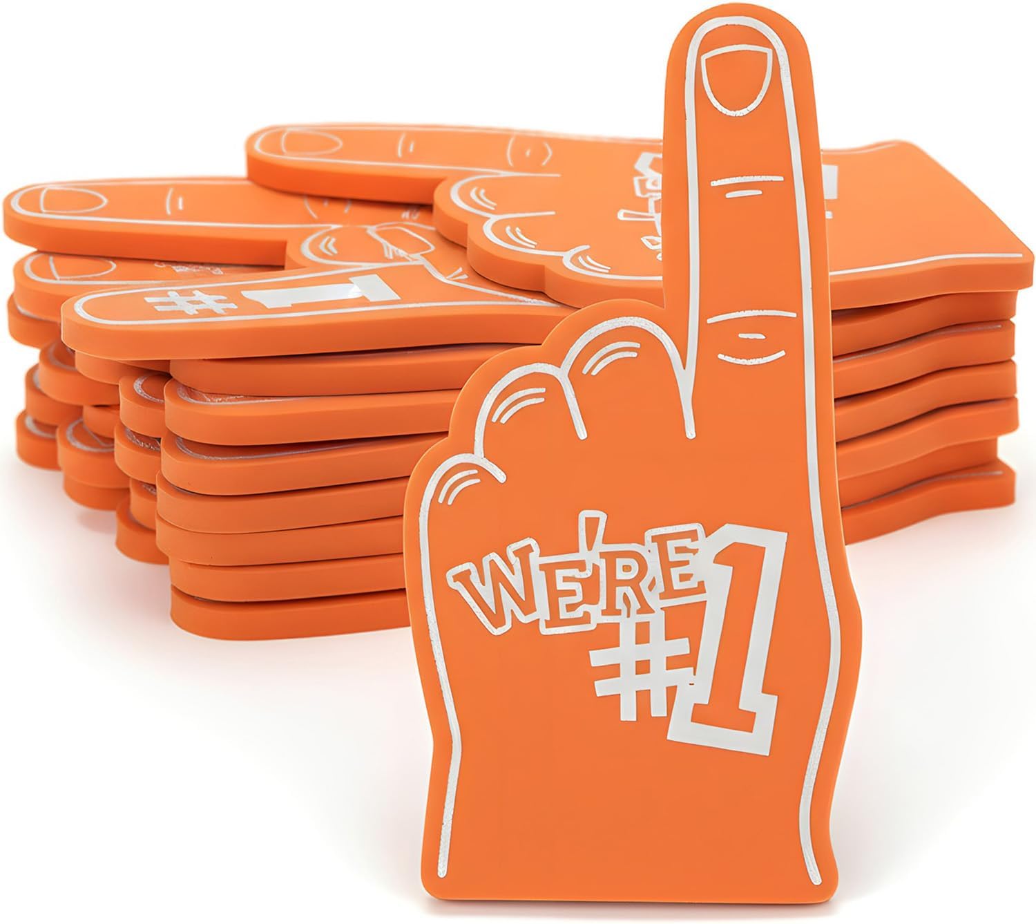 Orange School Spirit Foam Hand - 9" x 18" (12 Pcs.) - Fun & Supportive Misc Value Toy for Games, Events, and Parties