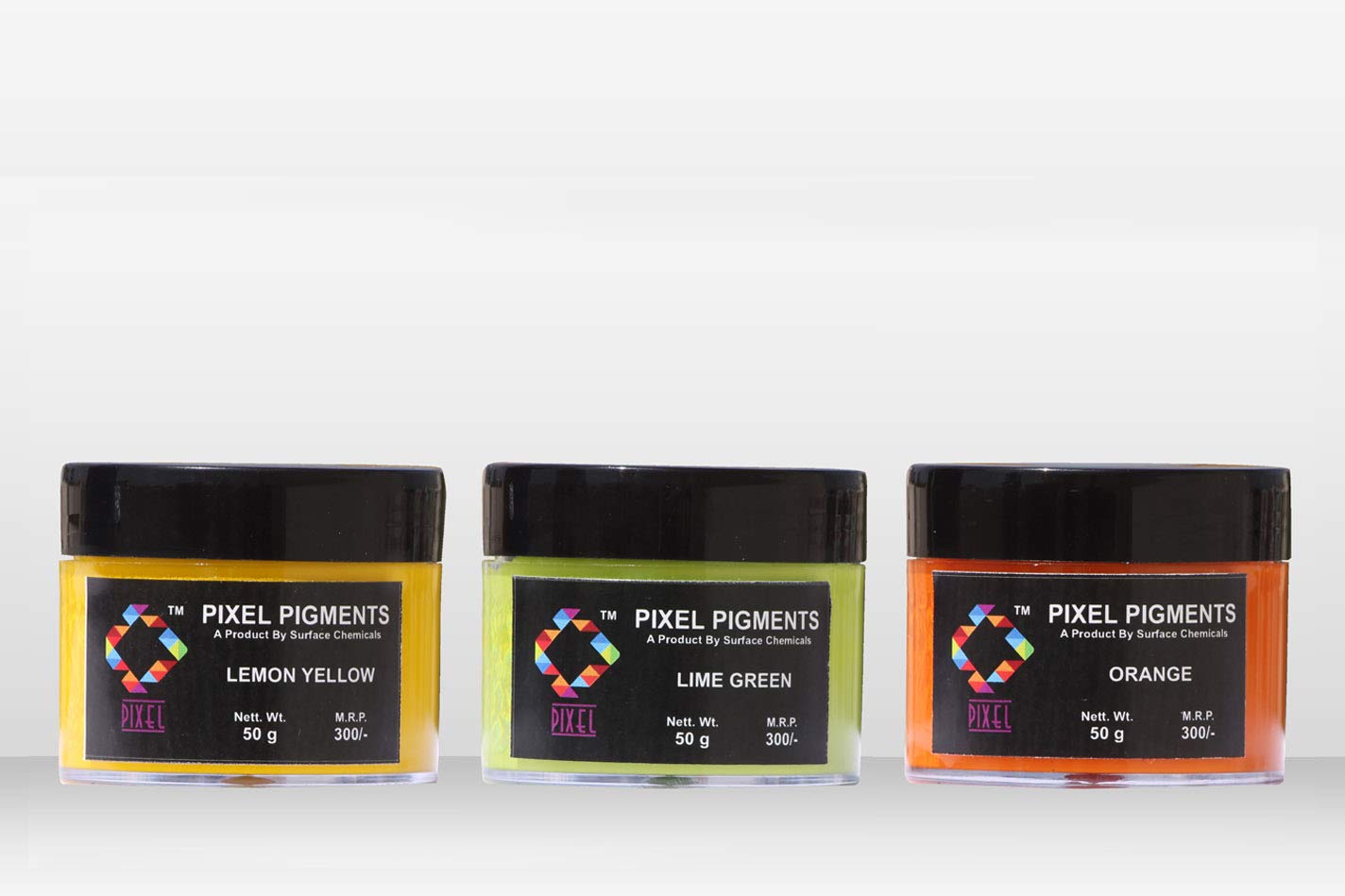 PIXEL PIGMENTS , Combo of Selected Epoxy Resin Art Colors (Set of 3 - Lemon yellow , Lime Green , Orange)