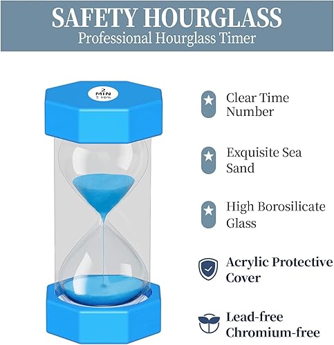 Miniatura 2 de YLTIMER Temporizador de arena de 5 minutos para niños, reloj de arena octágono irrompible, reloj de arena de plástico de 5 minutos, reloj de arena