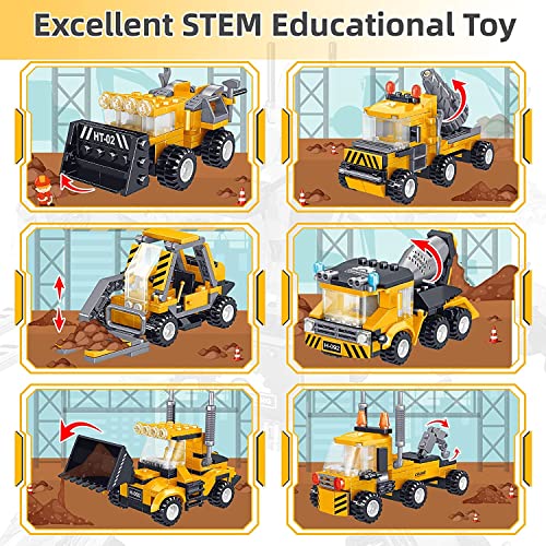 Gxi Konstruktionsspielzeug für Kinder, 6-in-1 DIY Engineering Trucks 718 Teile STEM Roboter Bausteine Spielzeug ab 6 7 8… – Bild 6