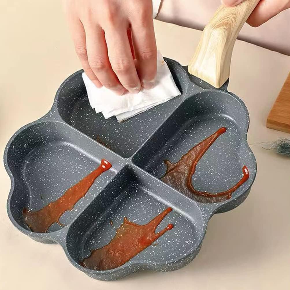 AEKDO Heart-Shaped 4-Cup Non-Stick Aluminum Egg Frying Pan, Easy Clean, Gas & Induction Compatible 3