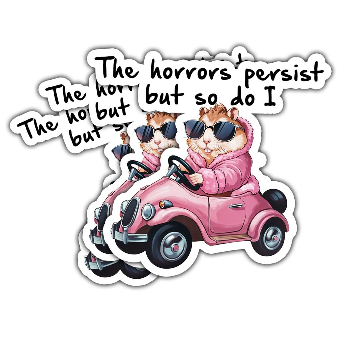 3 Pcs The Horrors Persist But So Do I Decal Funny Antisocial Horror Decal for Water Bottles Sticker for Laptop Water Bottle Tumbler Phone Case Hat Helmet Gifts 3"x3"