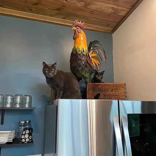 Miniatura 5 de Estatua de gallo para decoración de jardín de 18 pulgadas de metal de pollo para patio, magnífico y orgulloso gallo de hierro para decoración de