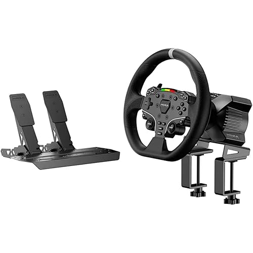 MOZA R3 Racing Wheel and Pedals Bundle for PC, 3.9Nm Direct Drive WheelBase,11-inch ES Lite Steering Wheel,Pedals and Desk Clamp High-Performance Game Racing Simulator for PC User