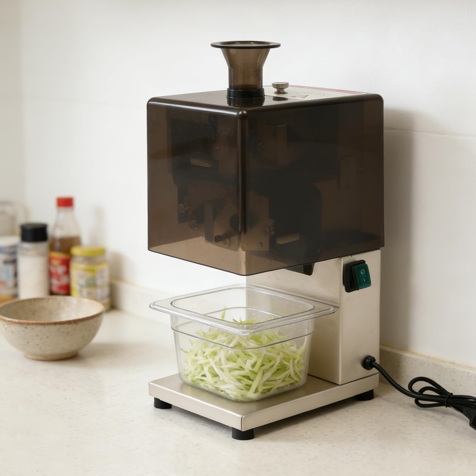 Zwiebelschneider 200W 2,3mm Edelstahl Kunststoff EU Stecker Gastronomie