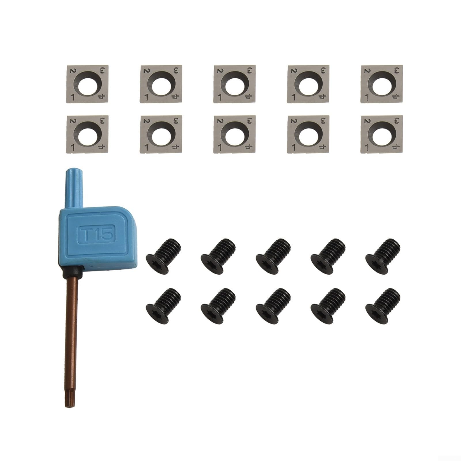 Lot de 10 inserts en carbure de tungstène 14 x 14 x 2 mm pour outils de tournage à bois, excellentes lames de rechange pour projets de travail du bois