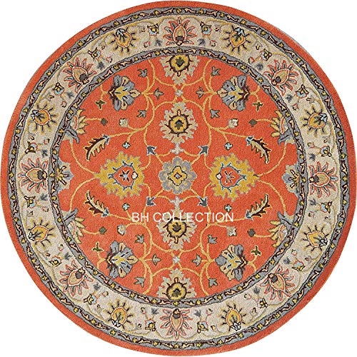 Image of Classical Look Handmade Round Carpet with Super Soft & Pure Woolen Carpet for Your BEDROOMS & Living Room with 1 INCH Pile Height 4 X 4 FEET (120x120 CM) Multi