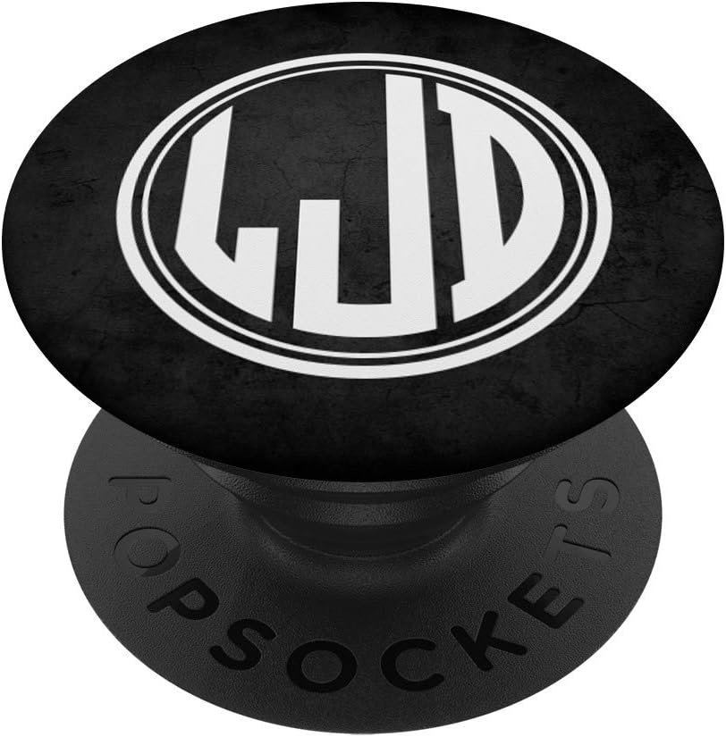 LJD Monogram Gift Initials LJD or LDJ on Black PopSockets Grip and Stand for Phones and Tablets