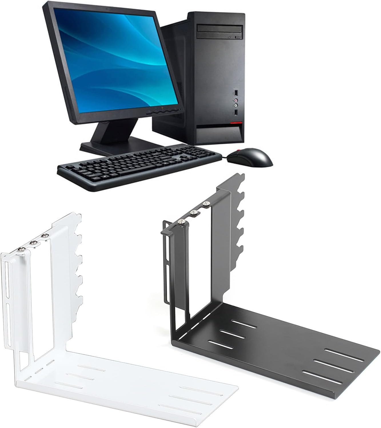 SXJ-B Vertical GPU Holder GPU Bracket Vertical Mount Bracket with Screws Widened Version Metal Graphics Card Angle Converter Metal for Case Interior Wide Angle Graphics Card Mount