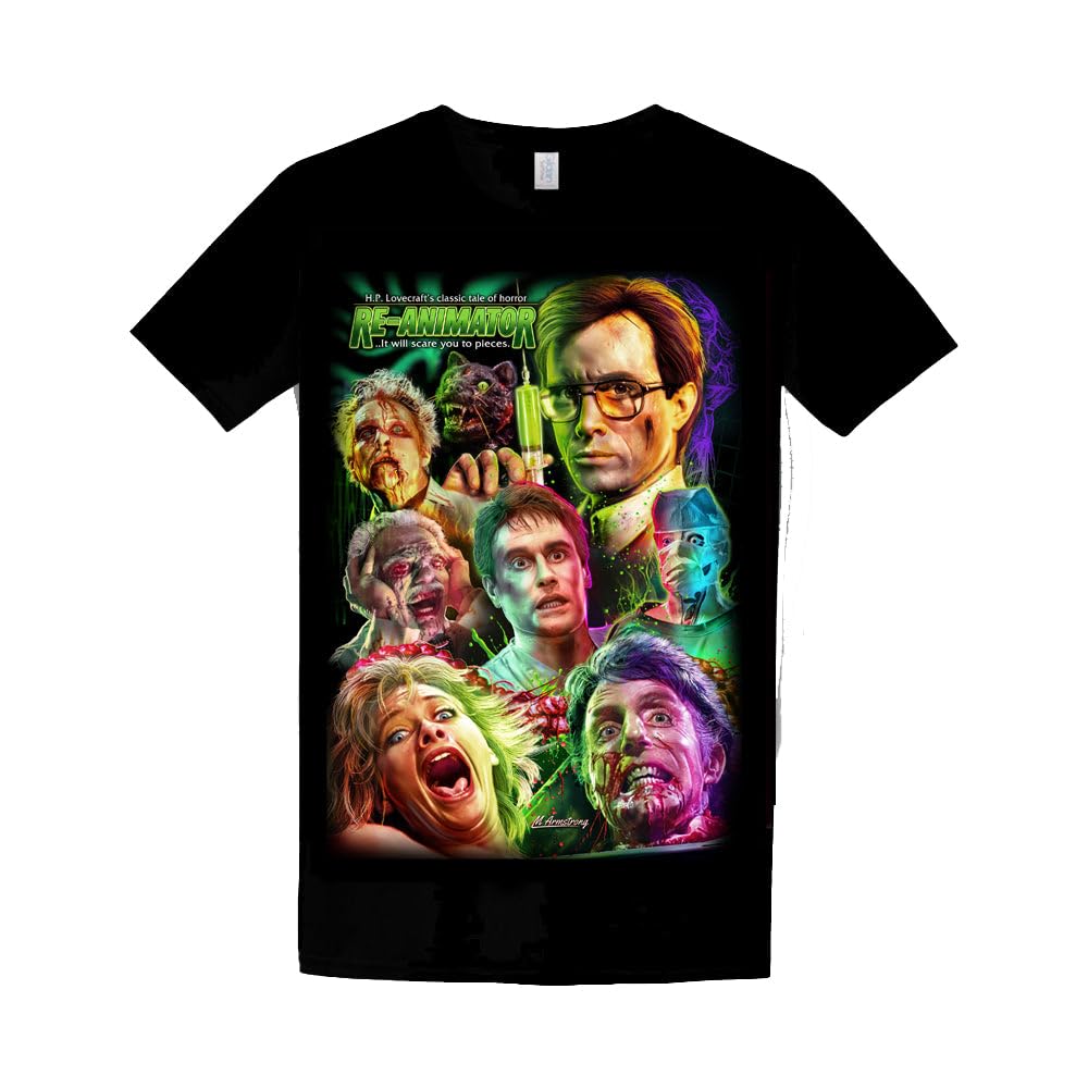 Wild Star Hearts WSH - Lovecraft's Re-Animator - Horror Movie T-Shirt Black