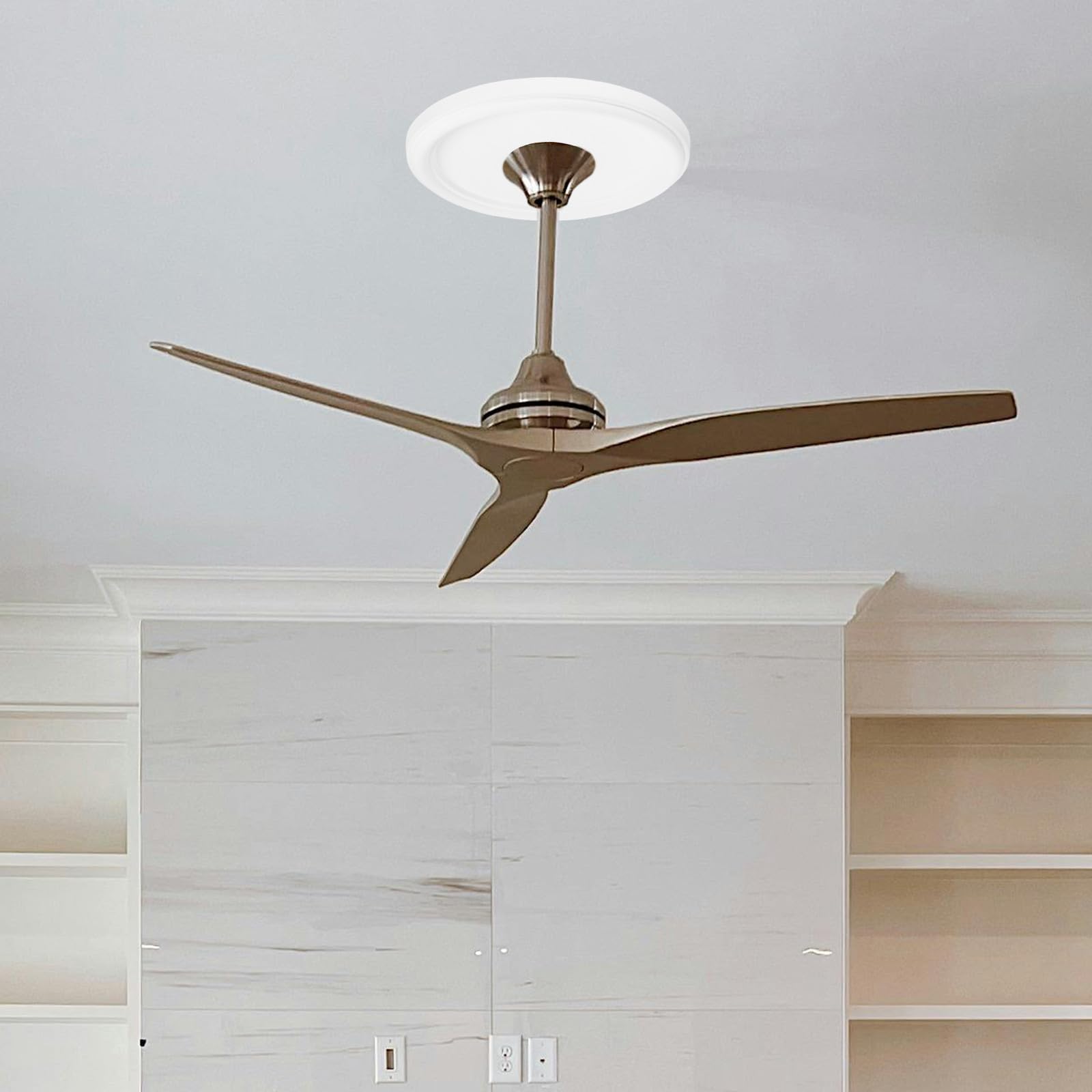 Colgante Araña Medallón Redondo Blanco de Poliuretano para Ventilador y Luz de Techo, Diseño Versátil Fácil Instalación, Acabado Elegante para Decoración del Hogar en Dormitorios