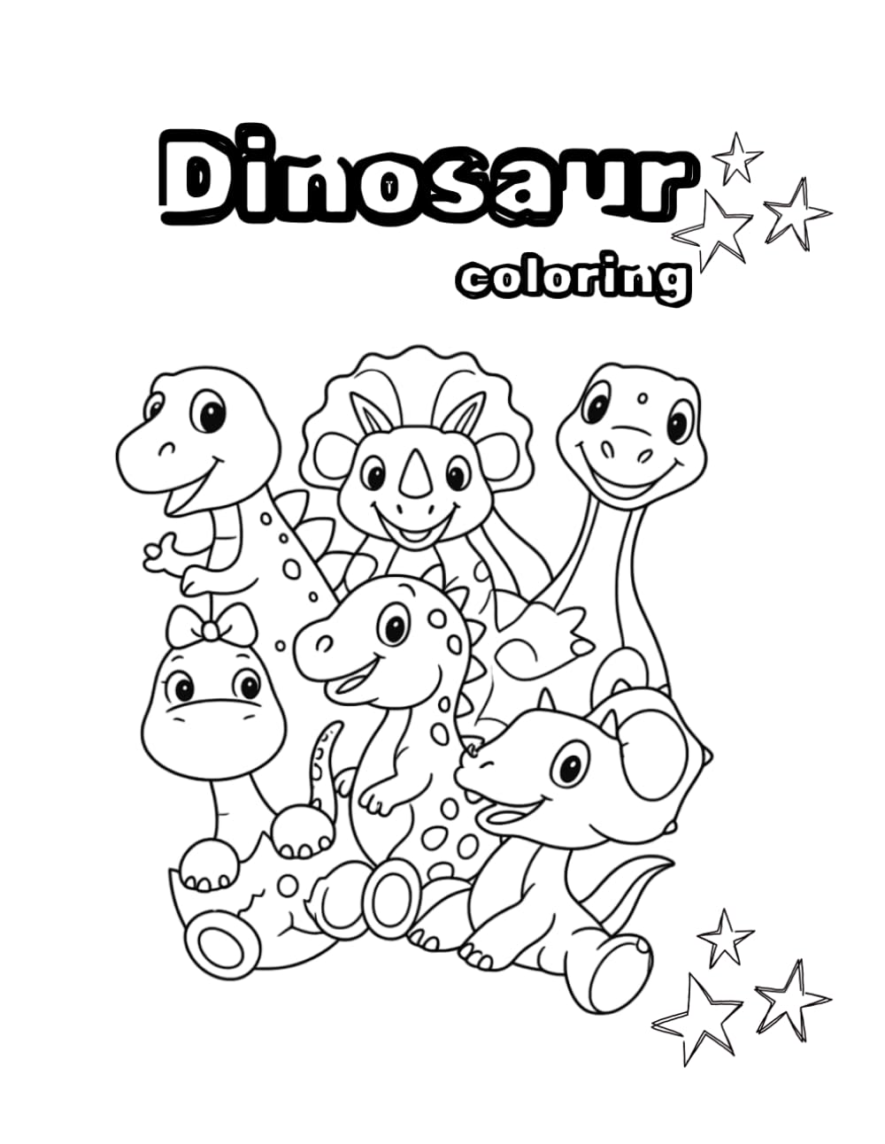 Livro de Colorir Dinossauros para Crianças: Dinossauros fofos para colorir, desenvolver a criatividade e estimular a coordenação motora