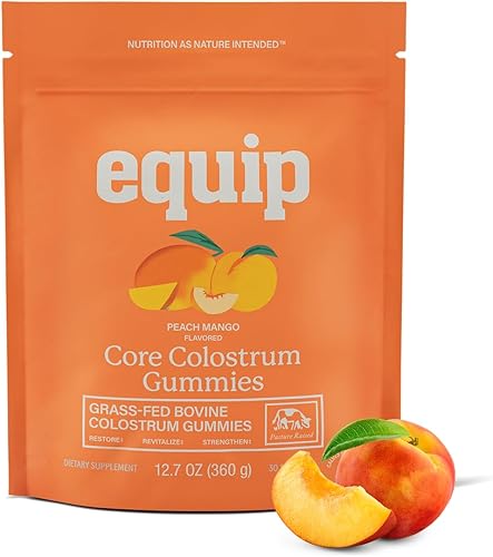 Equip Foods Core Gomitas de Calostro Bovino, Suplemento de Calostro Alimentado con Pasto Delicioso de 1g por Porción - Salud Intestinal, Inmunidad,