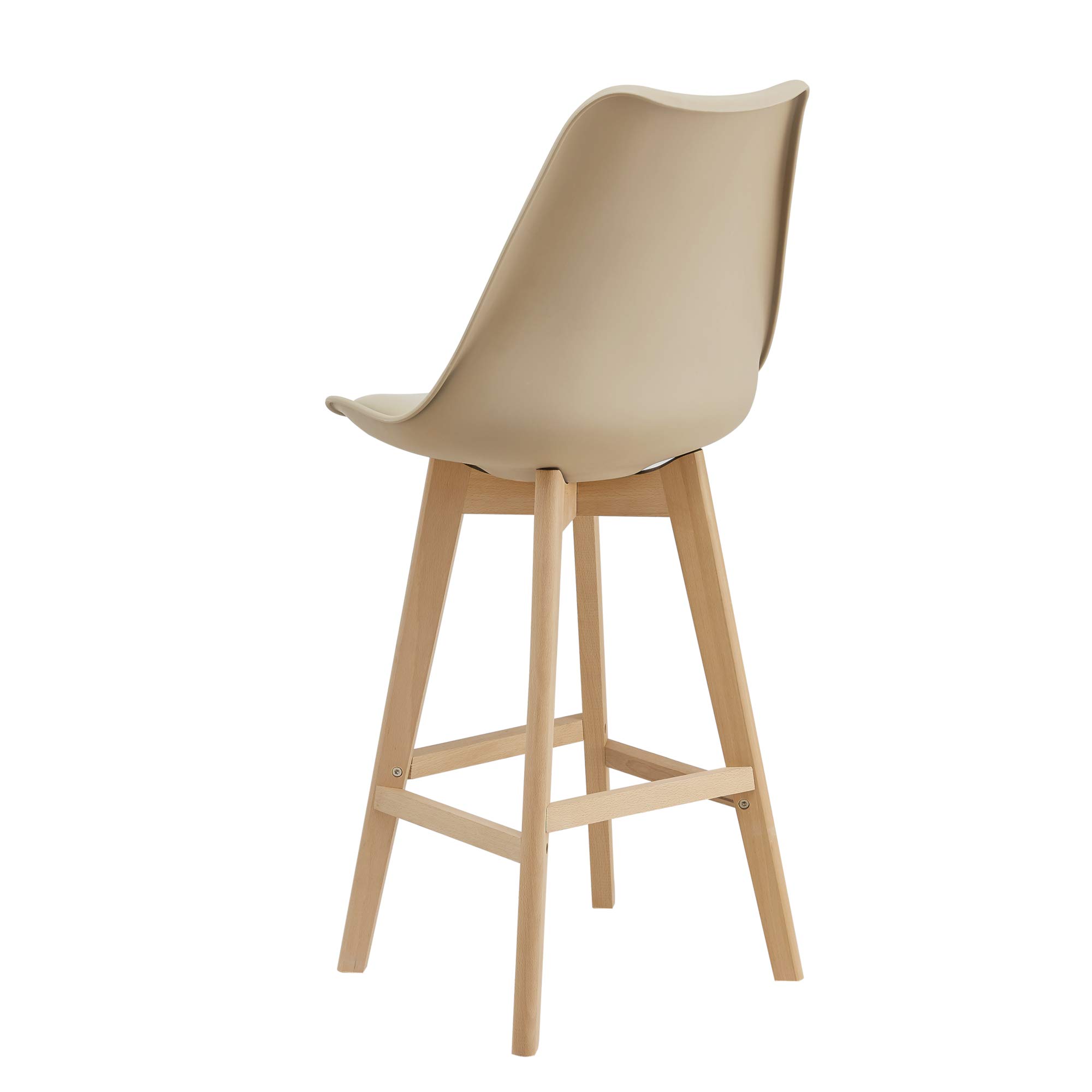 [en.casa] Juego de taburetes de Bar 105 x 48 x 58cm Set de 2X Taburetes de Cocina de diseño Asiento Acolchado Patas de Madera Haya Beige