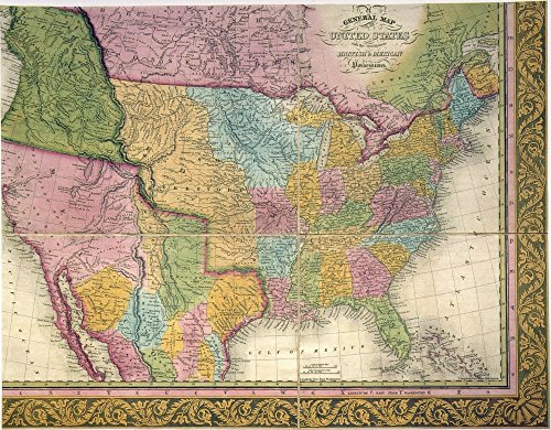 Map United States 1849 Na General Map Of The United States With The Contiguous British & Mexican Possessions Engraved Map Published 1849 By Samuel A Mitchell At Philadelphia Poster Print by (18 x 24)