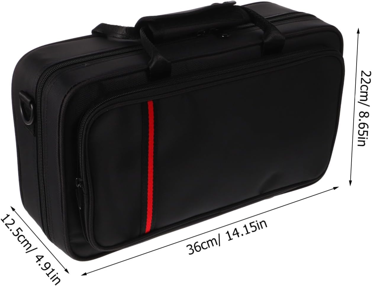 Ipetboom Portable Clarinet Bag with Zipper Black Leather Clarinet Storage Case for Wind Instrument Accessories