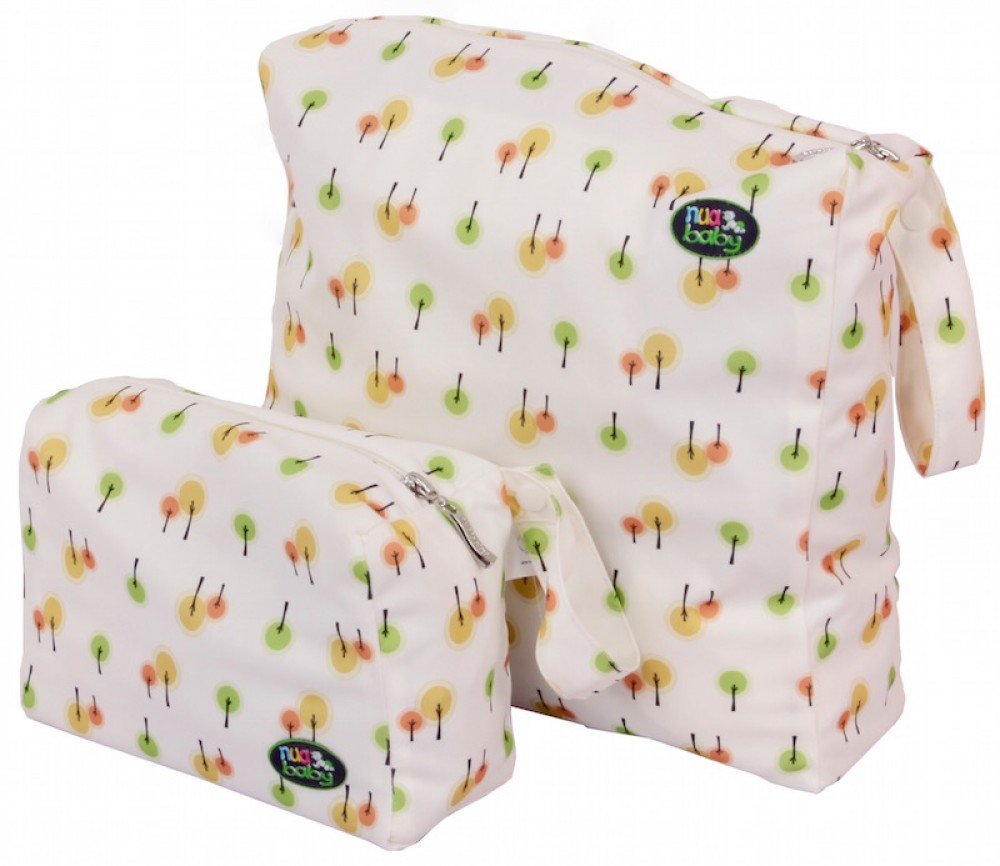 Best Cloth Diaper Wet Bag by nuababy-DOUBLE waterproof layer to prevent leaks-machine washable-keeps smells in-easy zipper close-use for diapers, soiled clothing or as swim bag (Large, Green Tweet)