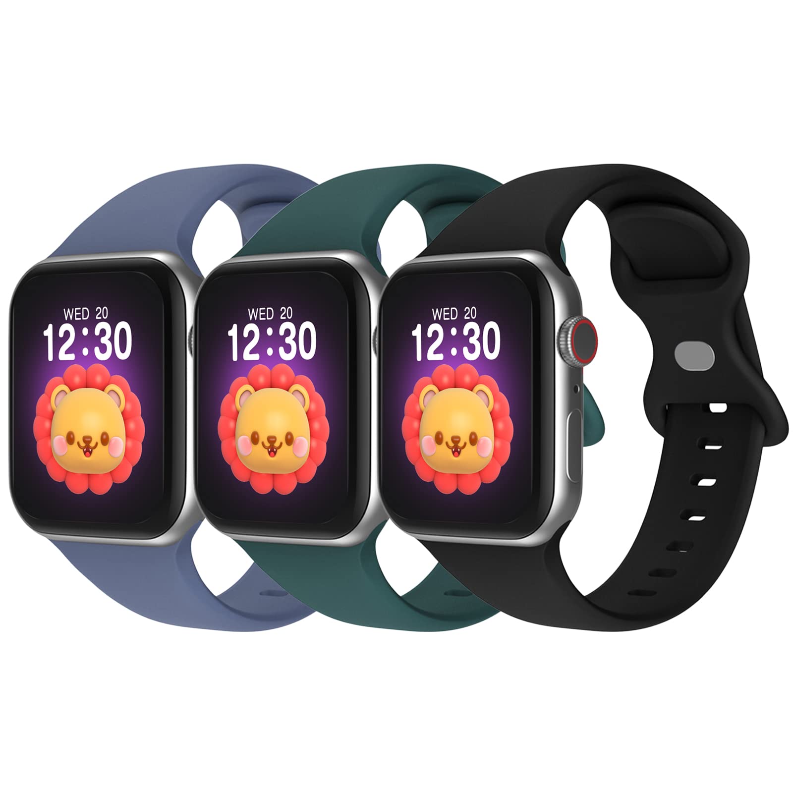 Bandkids 3 Pack Bands for Kids Apple Watch Band 38mm 40mm 41mm 42mm 44mm 45mm 49mm, Soft Silicone Sport Strap for iWatch 1...