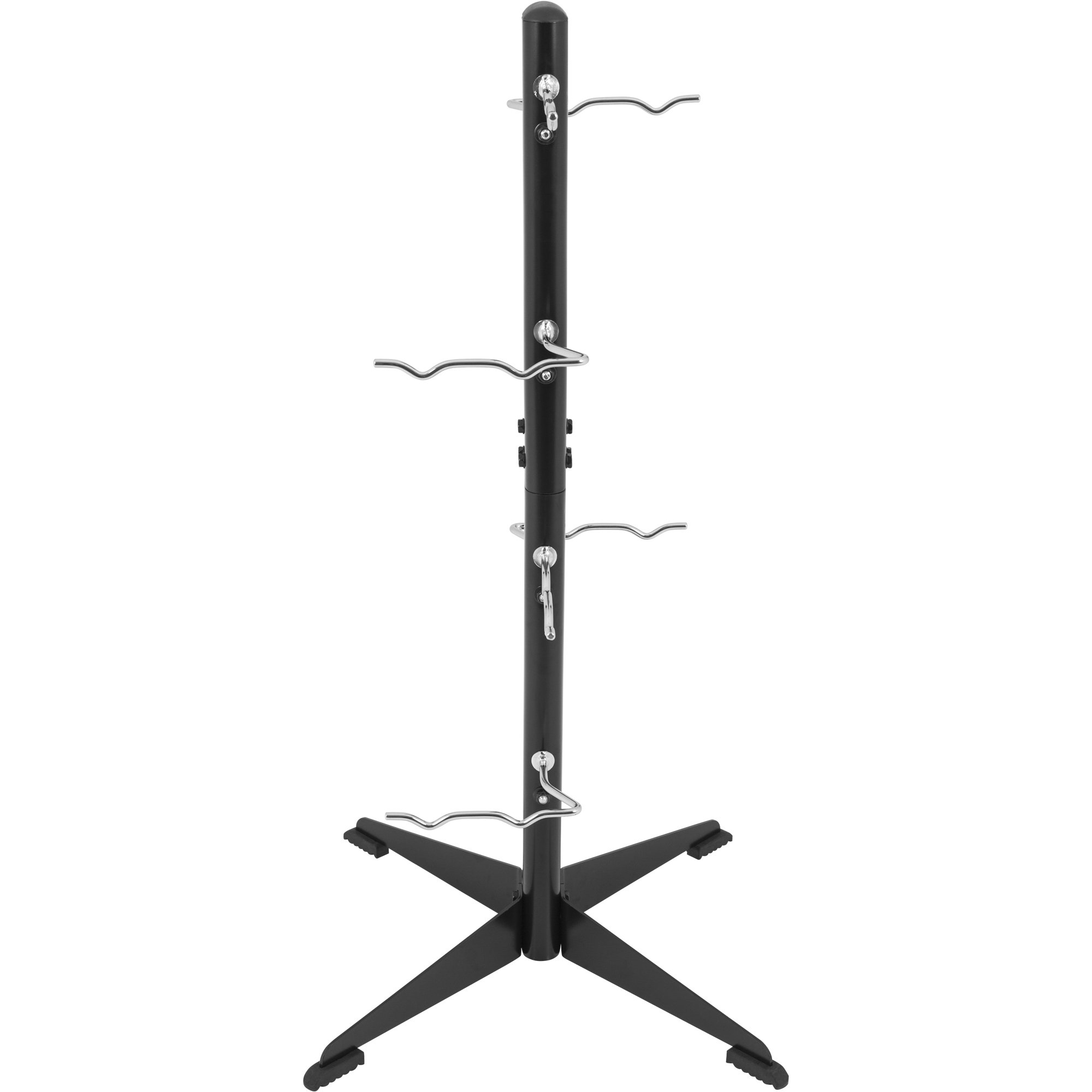 GORILLA SPORTS® Griffständer mit/ohne Latzuggriffe, 8 Ablagen, bis 100 kg | 65 x 59 x 124 cm, für bis zu 16 Zughilfen, mit gummierten Füßen; Schwarz, Bizeps-Trizeps-Stange, Kabelzuggriff, Rudergriff