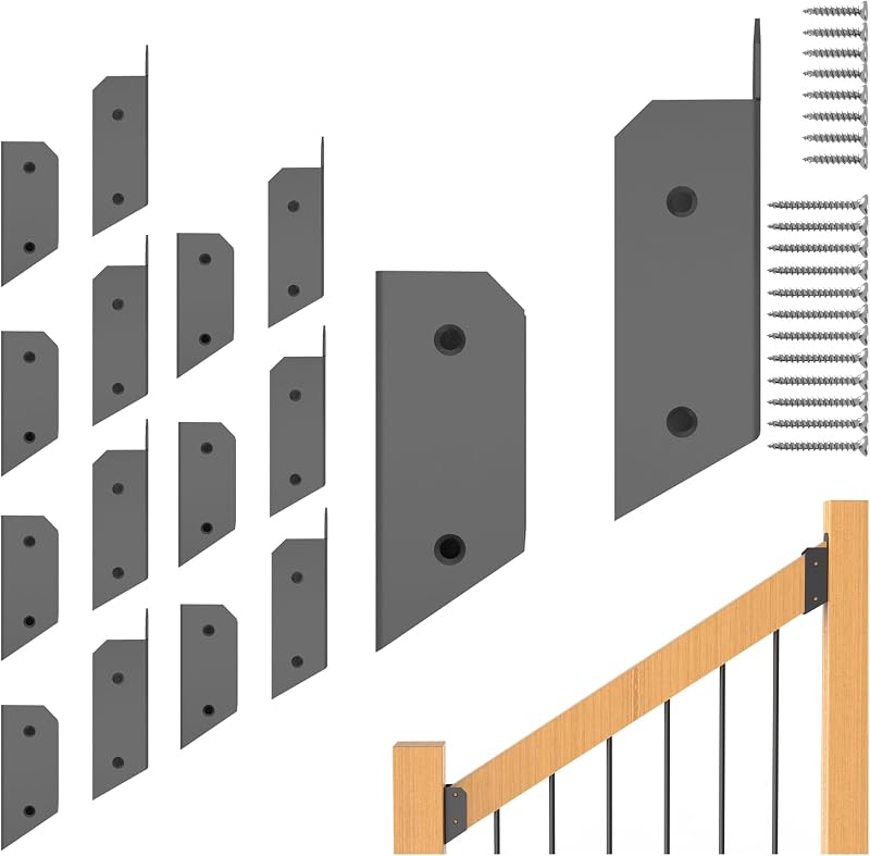 8 Pair 2" x 4" (1 ½" x 3 ½" Actual) Stainless Steel Deck Railing 35° Stair Connectors, for Stair Fence Handrail Connection Installation Deck Railing Bracket