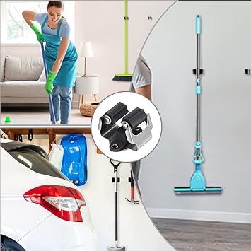 4 Pieces Mop Wall Mounted Clips Mop Broom Holder Tools Mop Wall Mounted Hangers with Screws for Kitchen Bathroom Workroom Balcony Closet Basement