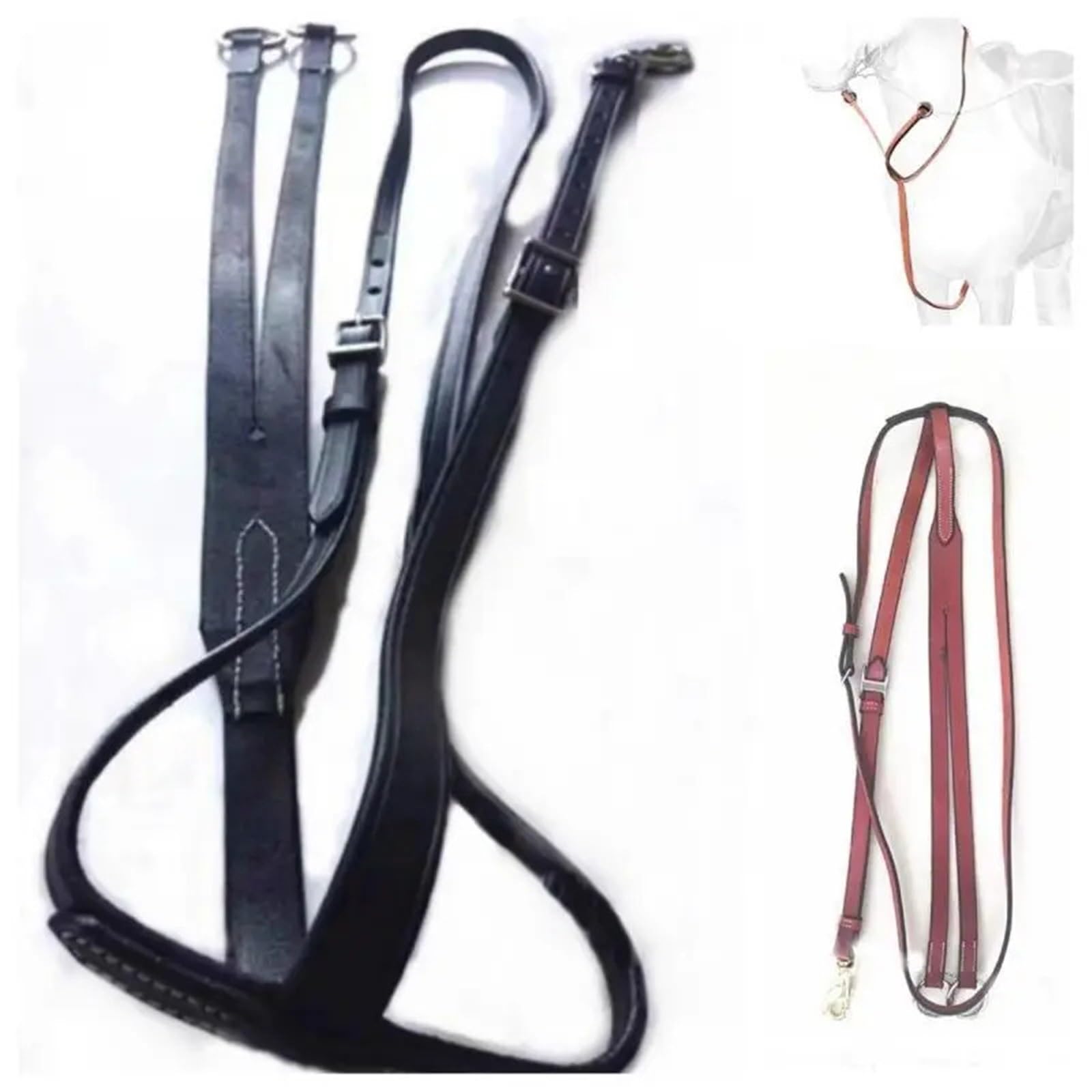 Pecho Delantero de Cuero de Cabeza Baja con Cuello, Manga Triangular, Accesorios for sillín, Equipo Ecuestre y Suministros for Equipo de Caballo para Caballos(Black,L 1.4-1.6M)