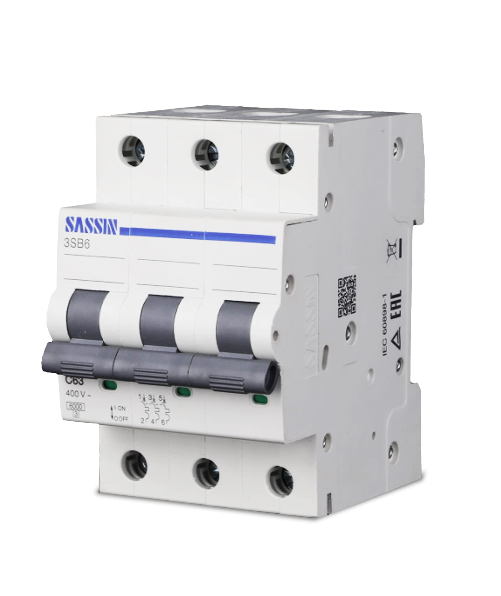 Interruptor Automático SASSIN B63C63N con Poder de Corte 6kA y Curva C
