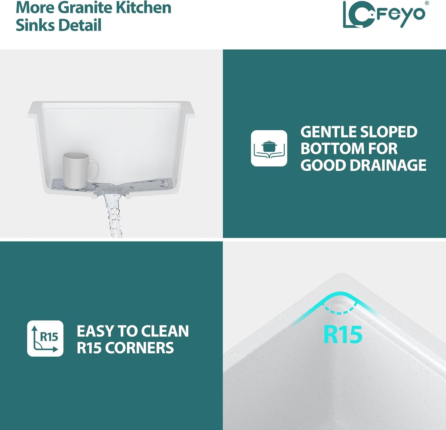 White Undermount Kitchen Sink 18"x18" Workstation Granite Composite Bar Sink Small Granite Sink Undermount Quartz Modern Under Counter Ledge Single Bowl Kitchen Sinks Basin Deep Sink
