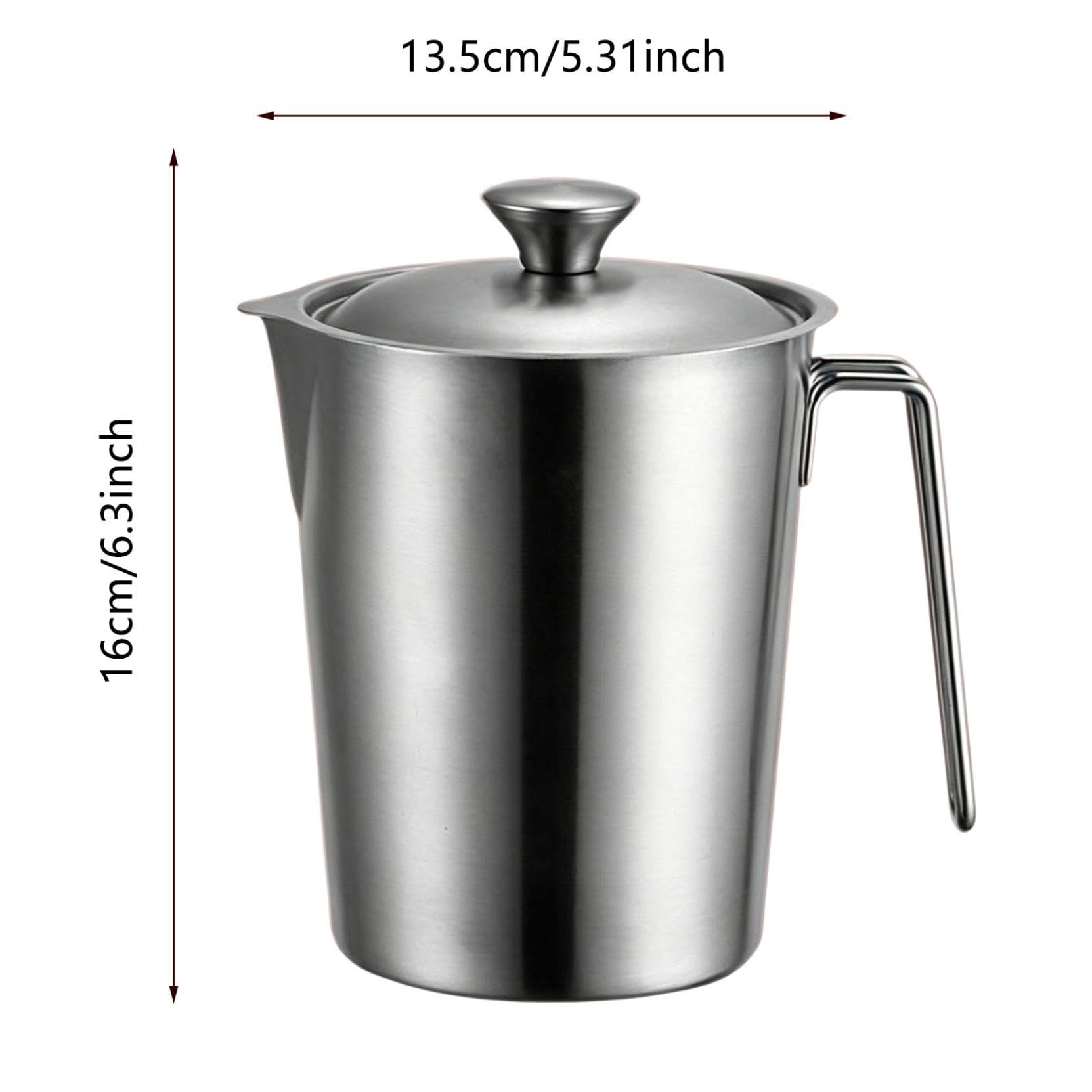Messbecher Edelstahl 1.5 L mit Feinskala, Abdeckung, BPA Frei Messbecher Edelstahl Tropfschutz Robust für Zuhause Küche Restaurant Bar Teeladen Café Treffpunkt，Color-A-2pc