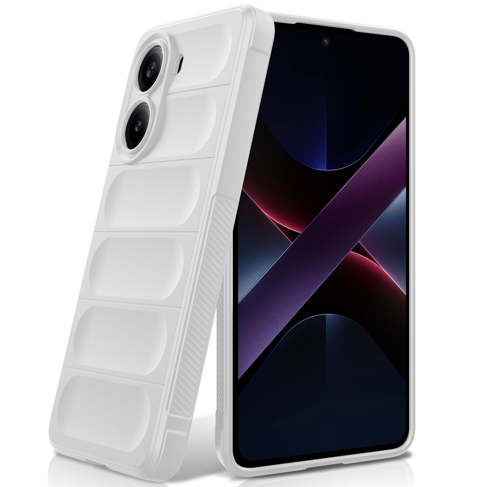 Silicone Case for Xiaomi Poco X7 Pro, White | Shockproof Wave Design, Anti-Scratch Microfiber Lining, Silky Soft-Touch Finish, Military Grade Drop Protection