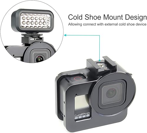 Miniatura 4 de SOONSUN Carcasa protectora multifunción de aleación de aluminio con modos verticales y horizontales para GoPro Hero 8, color negro, incluye tapa de