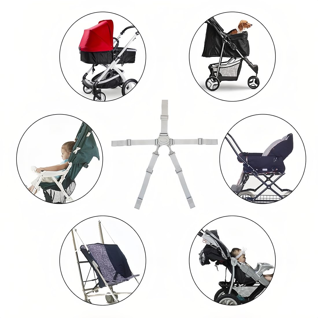 1Pcs Cinture Universali per Seggiolone Cinghie per Seggiolone a 5 Punti, Regolabile Cintura di Sicurezza per Bambini per Seggiolino Cinghie Passeggini per Bambini