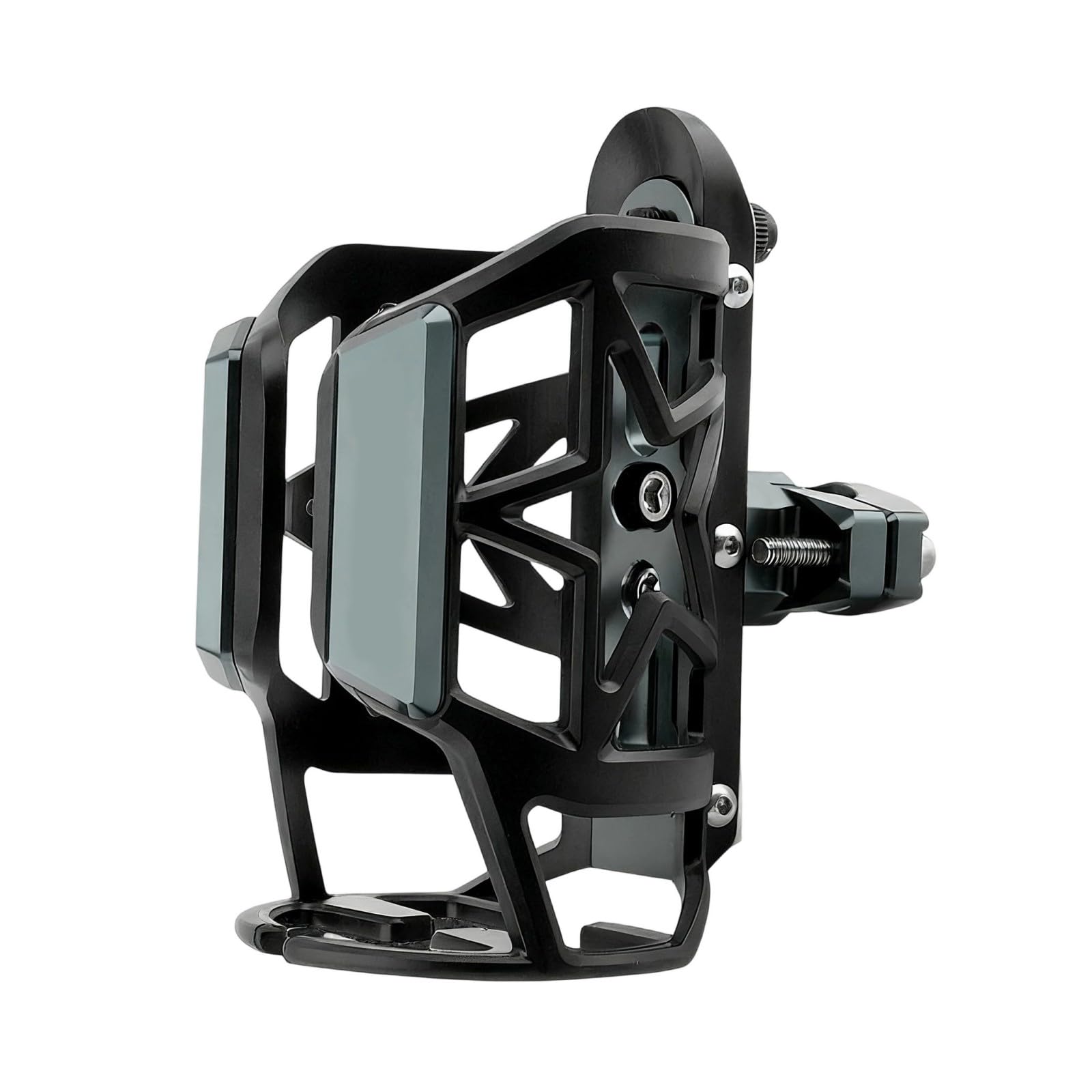 Supporto per tazza da moto con rotazione a 360°, regolabile, adatto per bottiglie da 55-85mm, costruzione in alluminio sicuro, supporto per bicicletta globale, per termofori e canterelle
