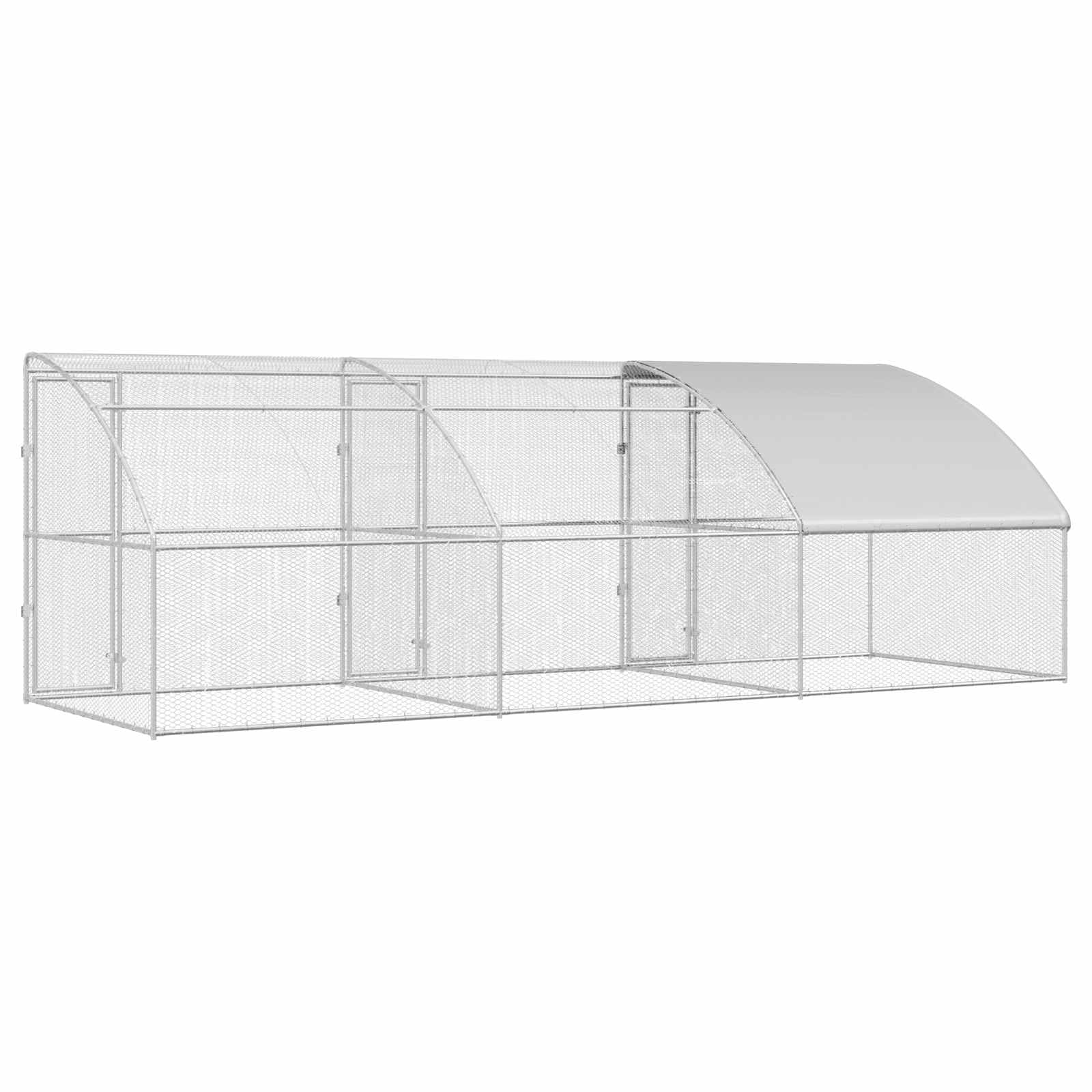 Gabbia per polli, 3 pezzi, argento, 600 x 200 x 200 cm, in acciaio