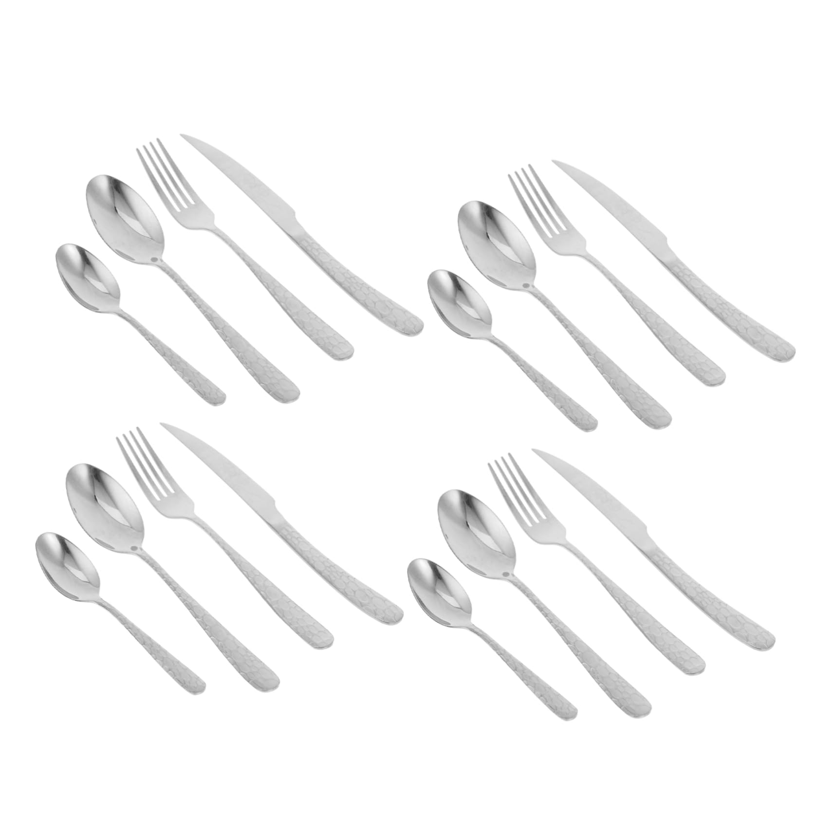 BESTOYARD 4juegos Cubertería De Acero Inoxidable De Diseño Martillado Utensilios De Cuchara Tenedor y Cuchillo Para Restaurantes y Decoración De Cocinas