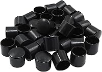 Vista 2 de Paquete de 30 tapas redondas de vinilo negro – 1/2 pulgada de diámetro PVC flexible protector de goma suave tapa de plástico para muebles poste